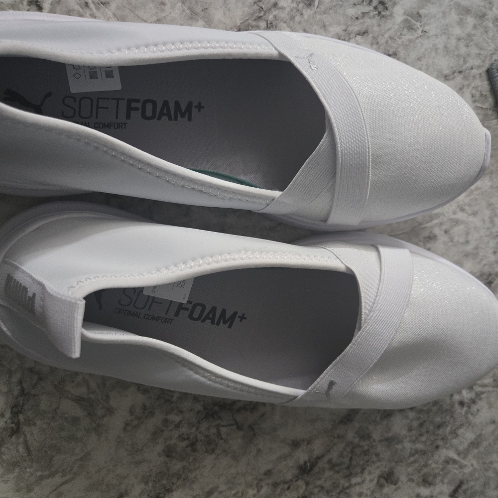 Puma Women's White And Black Slip-On Sneakers - Picture 2 of 5